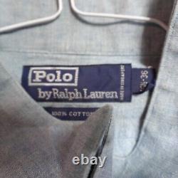 Vintage Polo Ralph Lauren Shirt Large 16.5 Blue Chambray Tuxedo Wing Collar NEW