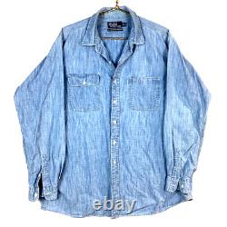 Vintage Polo Ralph Lauren Shirt New Dungaree Work Size XL Long Sleeve Chambray