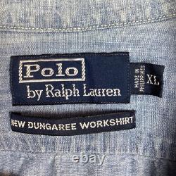 Vintage Polo Ralph Lauren Shirt New Dungaree Work Size XL Long Sleeve Chambray