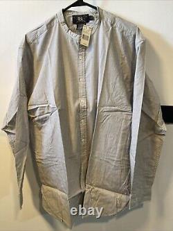 Vintage RRL Men's Cotton Dress Shirt. Grey Stress Stripe. BNWT