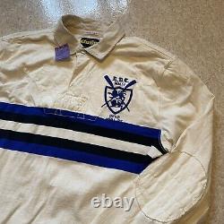 Vintage Ralph Lauren Rugby Shirt Polo XL New NWT Long Sleeve Blue Striped Slim