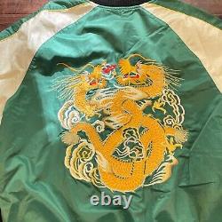 Vintage Ralph Lauren Satin Tiger Dragon Souvenir P Wing Polo Sz XL Reversible