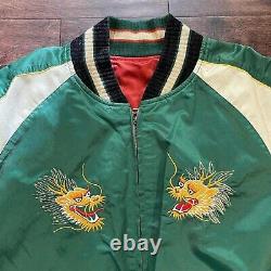 Vintage Ralph Lauren Satin Tiger Dragon Souvenir P Wing Polo Sz XL Reversible