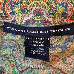 Vintage Ralph Lauren Sport Womens Wool Blouse Size L Multicolor Paisley 70's NWT