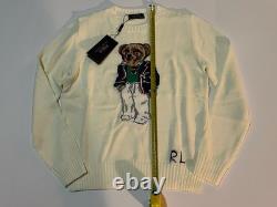 Women's White Polo Ralph Lauren Polo Bear Sweater Size Large New With Tags