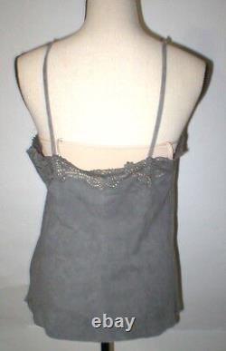 Womens New Ralph Lauren $398 NWT Gray Leather Suede Lace Tank Top Cami Nice 12