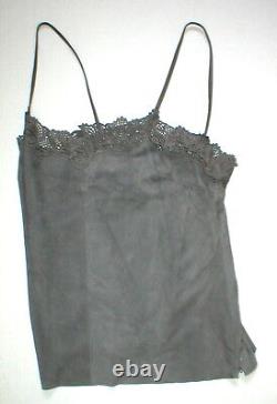 Womens New Ralph Lauren $398 NWT Gray Leather Suede Lace Tank Top Cami Nice 12