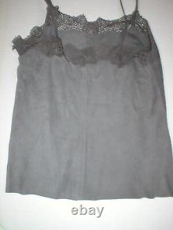 Womens New Ralph Lauren $398 NWT Gray Leather Suede Lace Tank Top Cami Nice 12