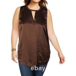 Womens New Ralph Lauren NWT 14W 14 W Silk Suede Dark Chocolate Brown Blouse Key