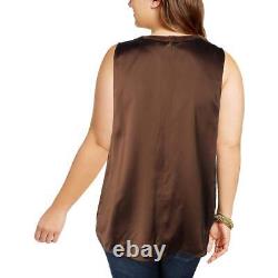 Womens New Ralph Lauren NWT 14W 14 W Silk Suede Dark Chocolate Brown Blouse Key