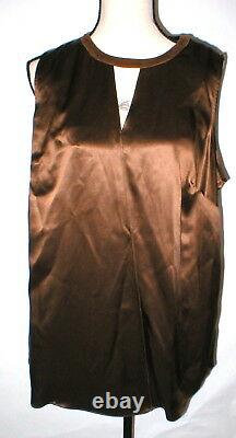 Womens New Ralph Lauren NWT 14W 14 W Silk Suede Dark Chocolate Brown Blouse Key