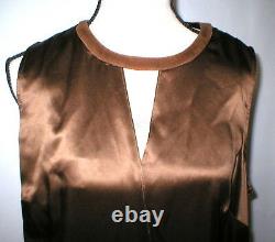 Womens New Ralph Lauren NWT 14W 14 W Silk Suede Dark Chocolate Brown Blouse Key