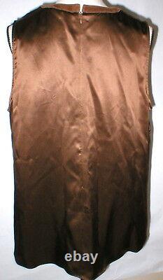 Womens New Ralph Lauren NWT 14W 14 W Silk Suede Dark Chocolate Brown Blouse Key