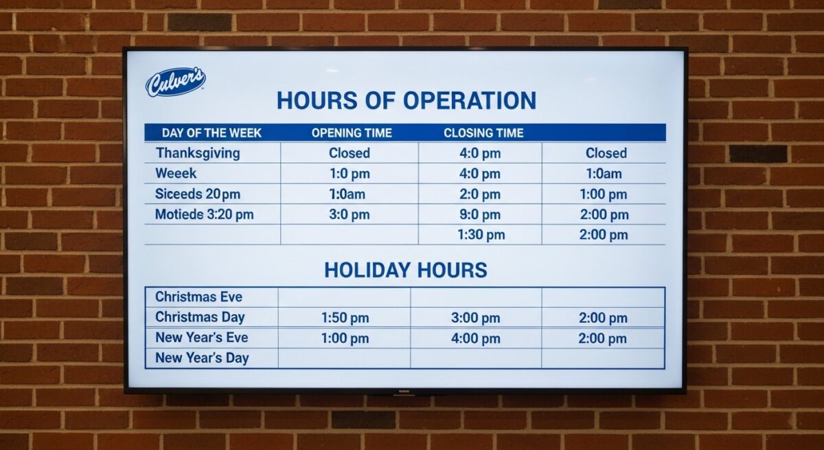 Culver’s Hours: Complete Guide to Opening, Closing, and Holiday Times